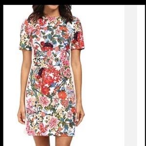 Adrianna Papell White And Floral Print Dress